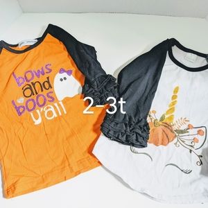 2 raglan halloween shirts
